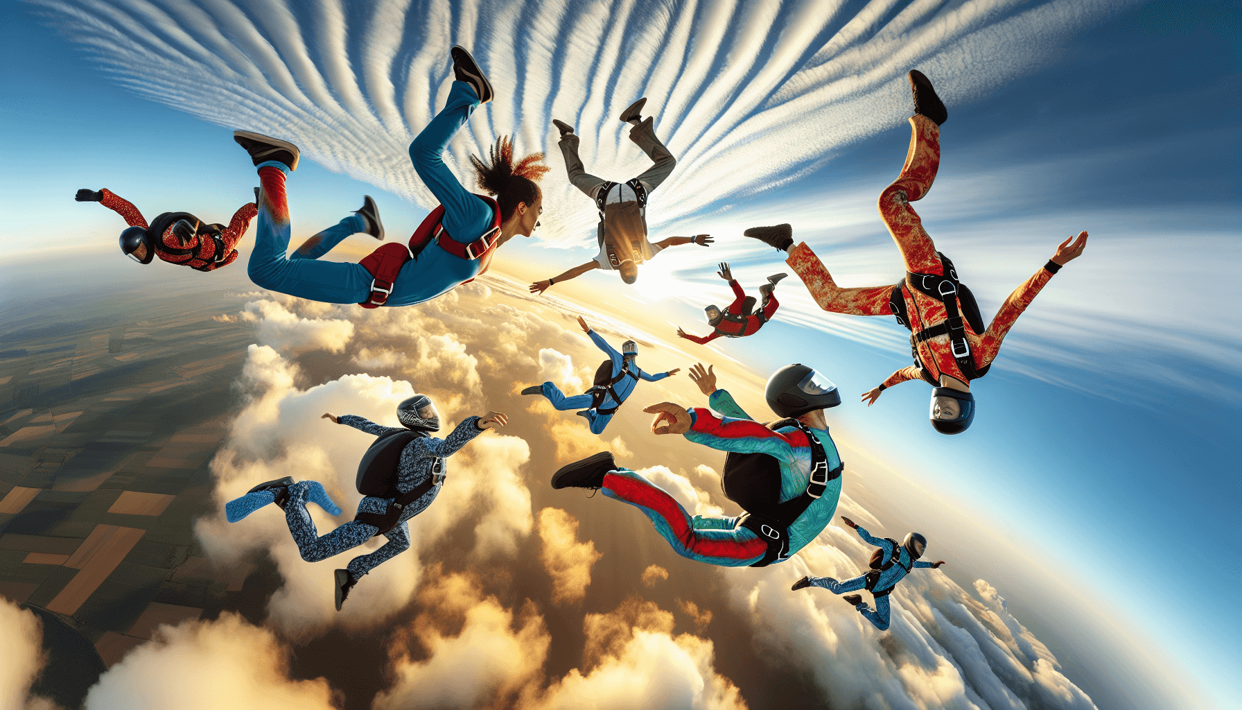 Jugadores realizando acrobacias en el cielo